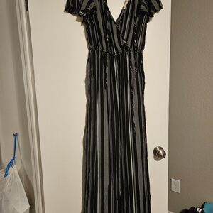 Elegant Black and White Striped Romper